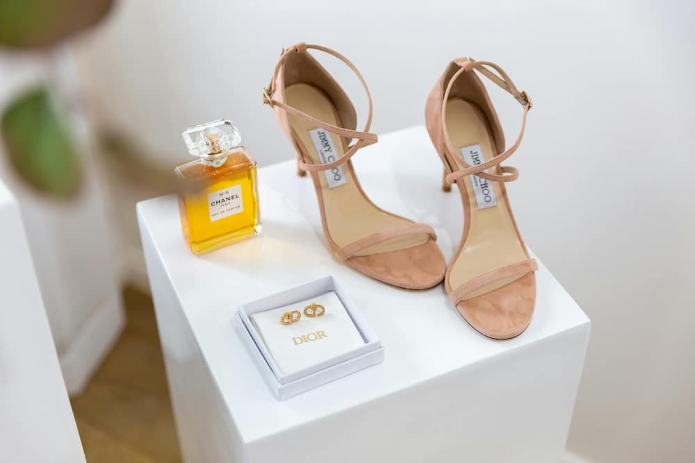 Shoes on a Stool with Perfume